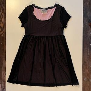 Vintage La Belle Black Mesh Babydoll Dress